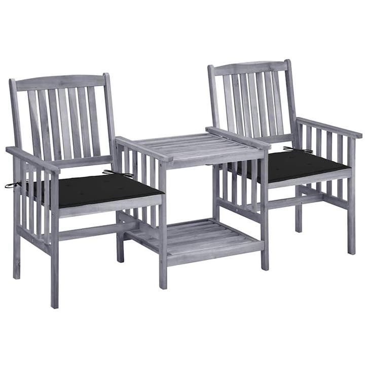 vidaXL Tuinstoelen met tafeltje en kussens massief, Tuin en Terras, Tuinsets en Loungesets, Tuinset, Nieuw, Hardhout, Verzenden
