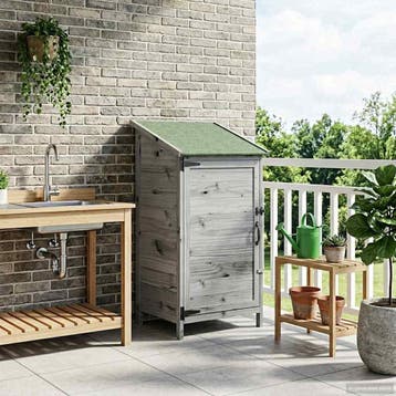 vidaXL Tuinschuur met dak Grijs 59 x 56 x 113,5 cm Massief, Verzenden, Nieuw