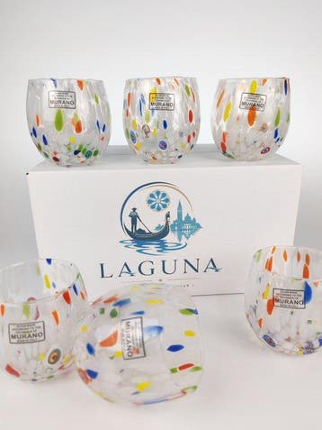 LAGUNA - Drinkservies (6) - Muranoglas - 6 GOTI ROUND
