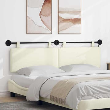 vidaXL Hangend hoofdbord Met LED-verlichting Crèmekleurig, Verzenden, Nieuw, Crème