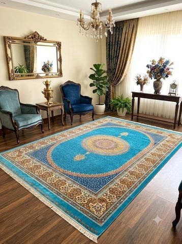 Luxe sfahan Zijden Tapijt - met de hand afgewerkt -, Nieuw