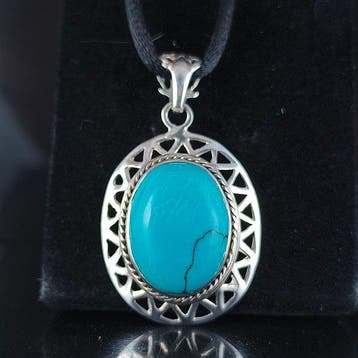 Turquoise - Zilver - Hanger - bedel, Verzamelen