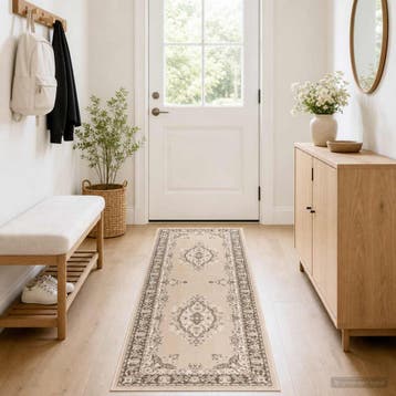 vidaXL Tapijtloper FLORNES Geweven Ecru patroon 80 x 150 cm, Verzenden, Nieuw, Beige