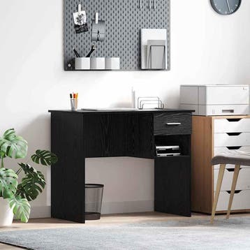 vidaXL Bureau Zwart Eiken 90 x 49 x 75 cm Bewerkt hout, Verzenden, Nieuw
