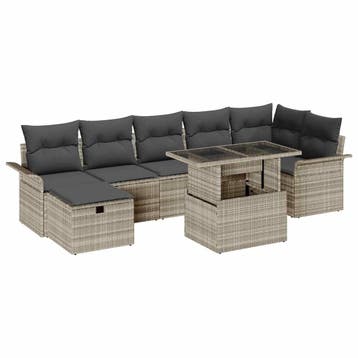 vidaXL Tuin Sofa Set 8 st Lichtgrijs poly rattan, Tuin en Terras, Verzenden, Nieuw, Rotan, 8 zitplaatsen