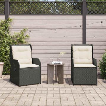 vidaXL Tuinbank 2 st Zwart poly rattan, Verzenden, Nieuw, Rotan, 2 zitplaatsen
