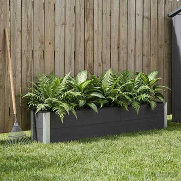 vidaXL Verhoogde plantenbak Zwart 200 x 30 x 36 cm WPC en, Verzenden, Minder dan 60 cm, Nieuw, Hout