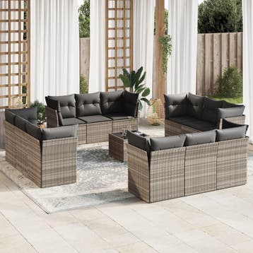 vidaXL 13-delige Loungeset met kussens poly rattan, Verzenden, Nieuw, Loungeset