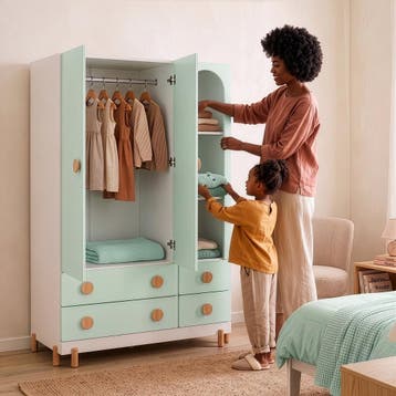Kinderkledingkast Vaarentaa 156x90x41 cm mintgroen [en.casa], Verzenden, Nieuw