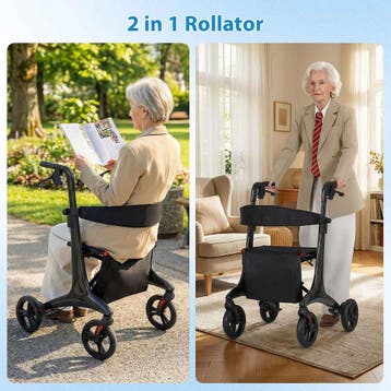 2dekans | Coast Opvouwbare Rollator zwart – Ultralichte, Diversen, Ophalen of Verzenden, Zo goed als nieuw
