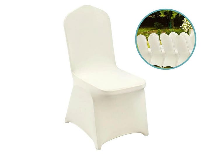 4 Spandex stoelhoezen - Ivoor Wit, Huis en Inrichting, Stoelen, Nieuw, Verzenden