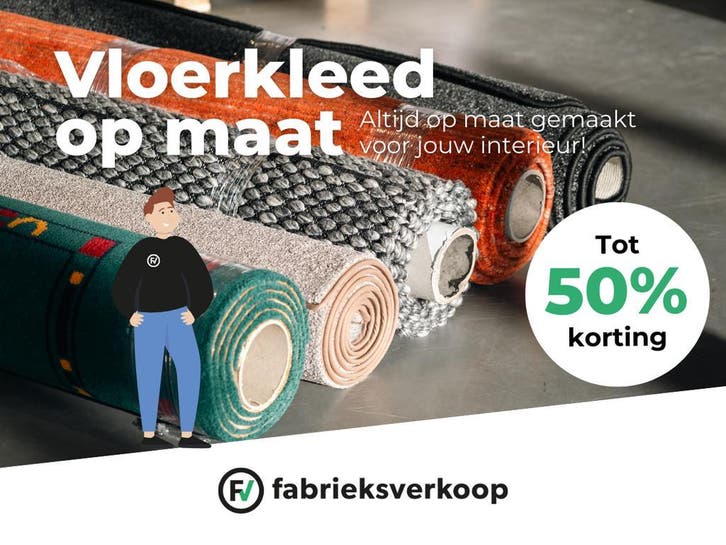 Vloerkleed op Maat | 50% Korting | OP=OP, Huis en Inrichting, Stoffering | Tapijten en Kleden, Nieuw, Ophalen