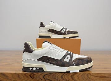 Louis Vuitton - LV Trainer White / Moka Brown - Sneakers -, Kleding | Heren, Nieuw