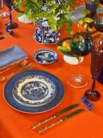 Tafelkleed voor brede tafels, mediterrane oranje tint,
