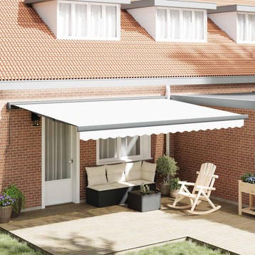 vidaXL Inklapbaar Zonnescherm Wit 4 × 3 m Canvas en, Verzenden, Nieuw