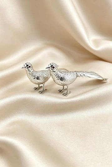 Figuur - Faisanes en plata (2) - .925 zilver, Antiek en Kunst, Antiek | Goud en Zilver