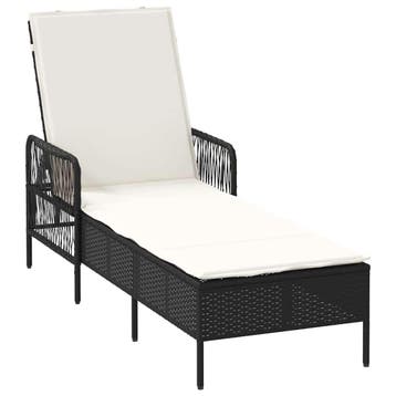 vidaXL Ligstoel Zwart en Cream Wit 55 x 200 x 92 cm poly, Verzenden, Nieuw