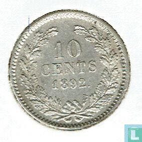 Nederland 10 cents 1892, Postzegels en Munten, Verzenden, 10 cent, Losse munt, Goud