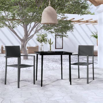 vidaXL 3-delige Tuinset zwart, 2 zitplaatsen, Verzenden, Textileen, Nieuw