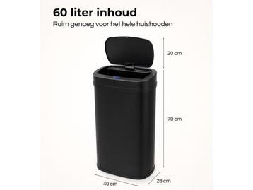 Five Stars® TR301A - Prullenbak met Sensor - 60 Liter - Soft, Huis en Inrichting, Verzenden, Nieuw