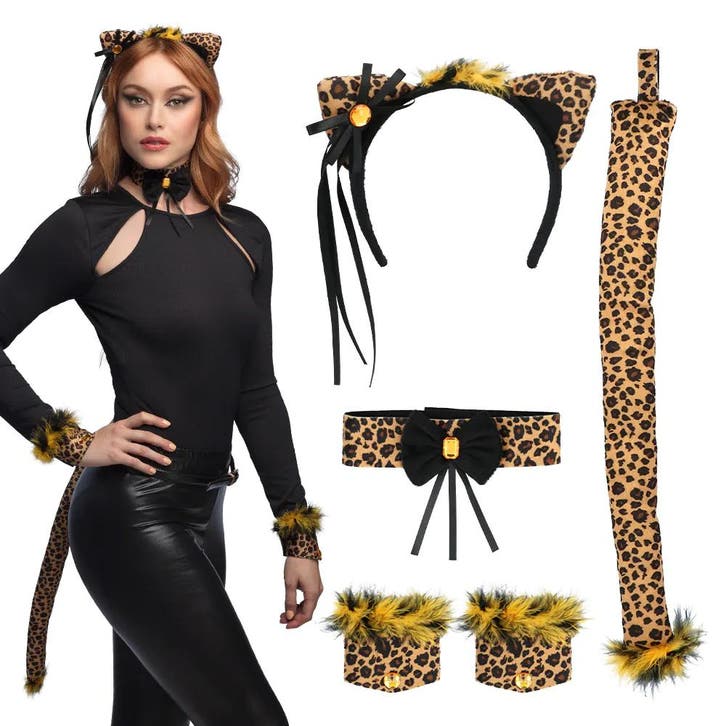 Set Cute Leopard Brown Dames, Hobby en Vrije tijd, Feestartikelen, Nieuw, Ophalen of Verzenden