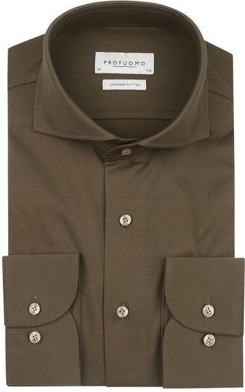 Profuomo Japanese Knitted Overhemd Army Groen maat 44 Heren, Verzenden, Nieuw, Profuomo