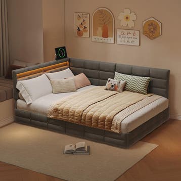 Multifunctioneel Sofa Bed met LED Verlichting, USB Opladen e, Huis en Inrichting, Slaapkamer | Bedden, Verzenden, Nieuw