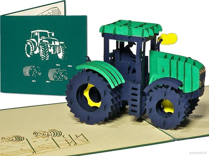 Tractor Boerderij Landbouw Veeteelt pop-up wenskaart, Diversen, Wenskaarten, Verzenden