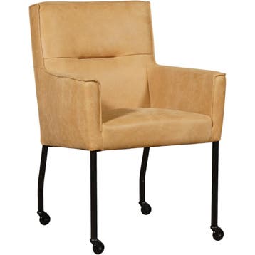 Set van 4 Leren eetkamerstoelen Lucky - Kenia Cognac, Ophalen of Verzenden, Nieuw, Leer
