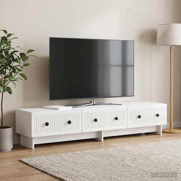 vidaXL TV-kast met lade Hoogglans Wit 147 x 34,5 x 30 cm, Minder dan 50 cm, Verzenden, Nieuw, Minder dan 100 cm