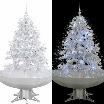 vidaXL Kerstboom sneeuwend met paraplubasis 140 cm wit, Diversen, Kerst, Verzenden, Nieuw