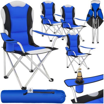 Kampeerstoel gestoffeerd - blauw, Set van 4, Verzenden, Nieuw
