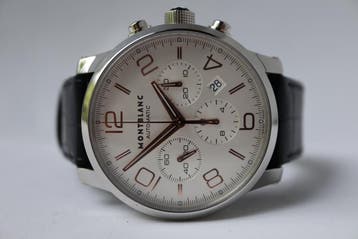 Horloge Montblanc Timewalker 11/25 Full set, Perfecte staat, Overige merken, Leer, Staal, Polshorloge
