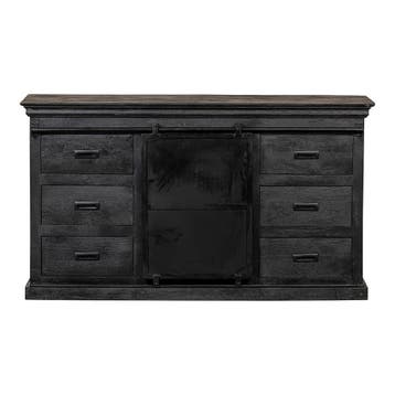 Dressoir Mangohout Milan 140 Zwart, Verzenden, Nieuw, Overige houtsoorten, Industriële meubels