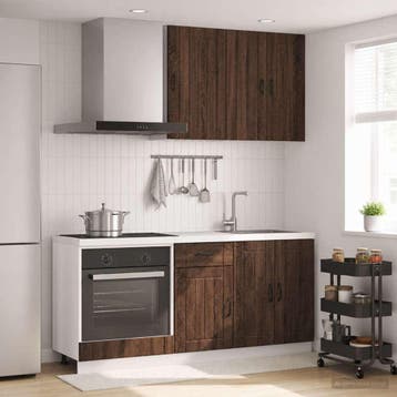 vidaXL Keukenblok LUCCA 5 st Bruin eiken Bewerkt hout, Verzenden, Nieuw, Bruin