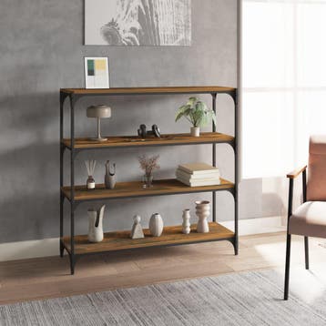 vidaXL Boekenkast 100x33x100 cm bewerkt hout en staal, Huis en Inrichting, Minder dan 50 cm, Verzenden, 100 tot 150 cm, Nieuw