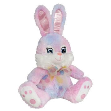 Paashaas knuffel - zachte pluche - roze - 20 cm - strikje, Verzenden, Nieuw