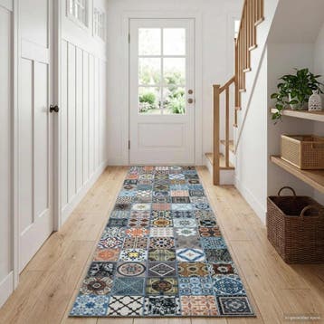 vidaXL Vloerkleedloper ORIZ 1150 gsm Blauw 100%, Verzenden, Nieuw, Blauw