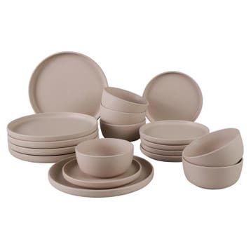 Serviesset - mat taupe - 18-delig | 6-persoons, Huis en Inrichting, Verzenden, Nieuw