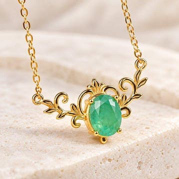 Zonder minimumprijs - Halsketting Zilver - Emerald -, Nieuw