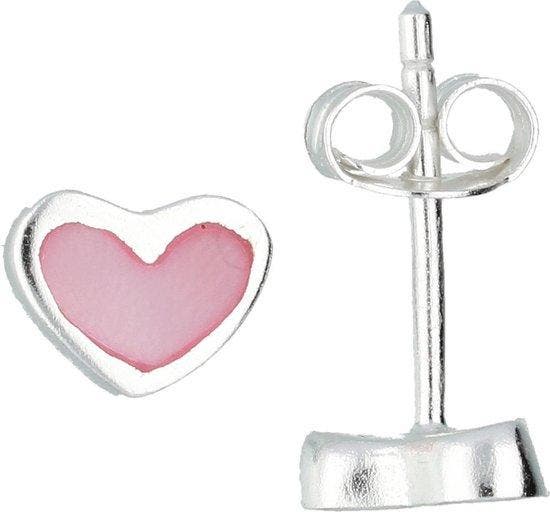 Lilly oorknopjes hart - zilver - roze, Sieraden, Tassen en Uiterlijk, Oorbellen, Verzenden