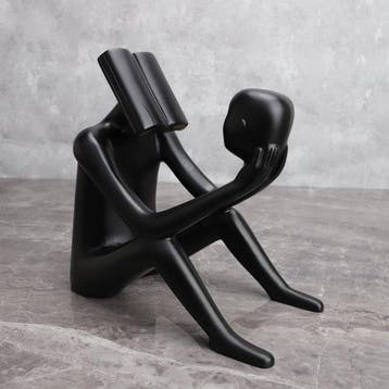 sculptuur, The Reader – Matte Black Resin Sculpture,, Antiek en Kunst