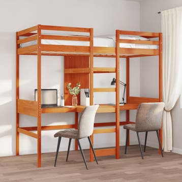 vidaXL Hoogslaper zonder matras massief grenenhout wasbruin, Eenpersoons, Bruin, Verzenden, Nieuw