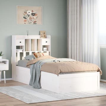 vidaXL Bedframe zonder matras massief grenenhout wit 75x190, Eenpersoons, Verzenden, Wit, Nieuw