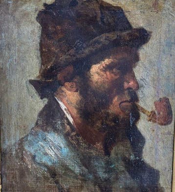 Italiaanse school (XX) - Ritratto di uomo con pipa