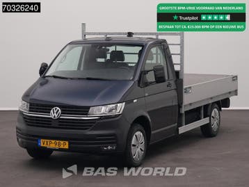 Volkswagen Transporter 110pk Open Laadbak Airco Cruise Euro6, Stof, Gebruikt, Euro 6, Lease
