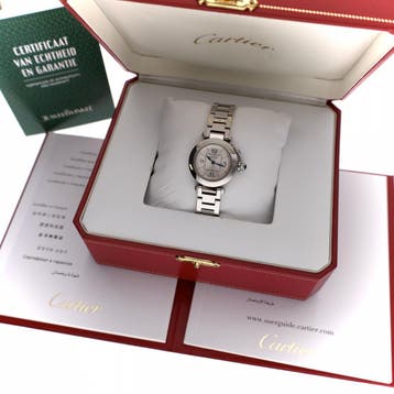 Cartier Pasha 27mm 2973 W3140007; Dames Horloge, Overige merken, Leer, Polshorloge, Ophalen of Verzenden