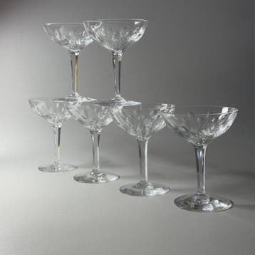 Val Saint Lambert - Champagneglas (6) - Dienst NESTOR - maat