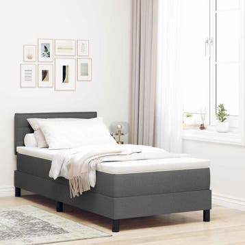 vidaXL Boxspring bed met kussen Donkergrijs 80 x 200 cm Stof, Eenpersoons, Verzenden, Nieuw, Stof