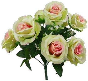 Zijden Roosboeket Cream Pink Open Bush met gips Grote bloem, Ophalen of Verzenden, Nieuw